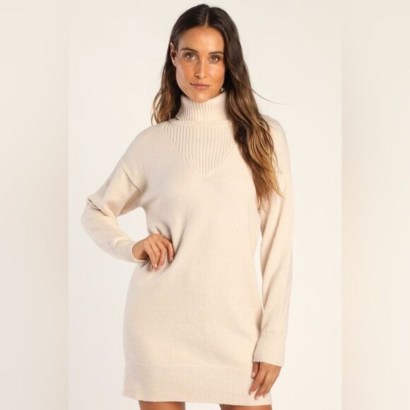 COPY - Lulu’s Cream Sweater Dress - Picture 2 of 5